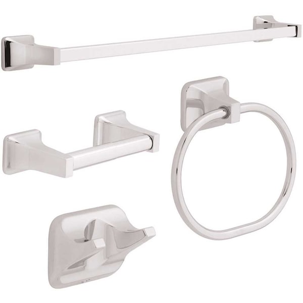 Franklin Brass Futura Bath Set in Chrome with Towel Ring Toilet Paper Holder Towel Hook and 24in. Towel Bar DS2400PC - main
